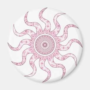 Roze Zon Mandala Ontwerp Magneet