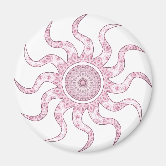 Roze Zon Mandala Ontwerp Magneet (Voorkant)