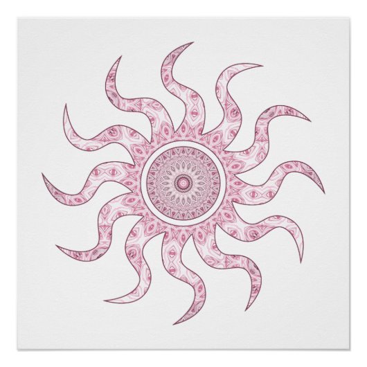 Roze Zon Mandala Ontwerp Perfect Poster (Voorkant)