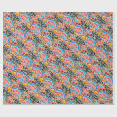 roze, zon & regenboog inpakpapier (Vlak)