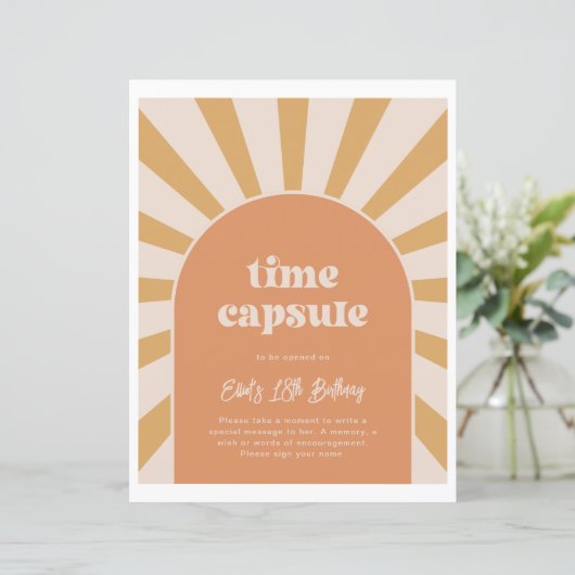 Roze Zon Tijd Capsule Teken (Staand voorkant)