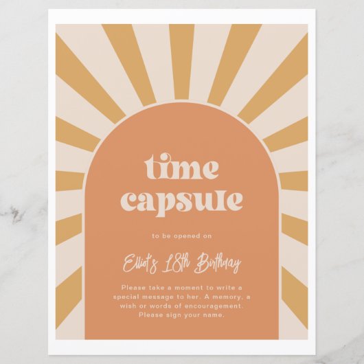 Roze Zon Tijd Capsule Teken (Voorkant)