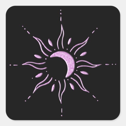 Roze Zon Vierkante Sticker (Voorkant)