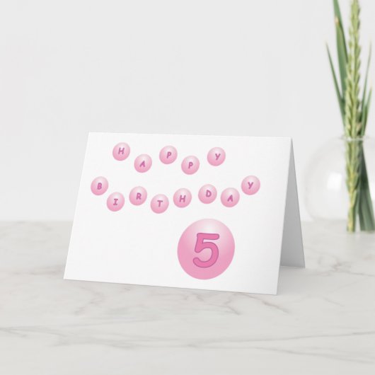 Roze zondagnalen 5 jaar oud kaart (Voorkant)
