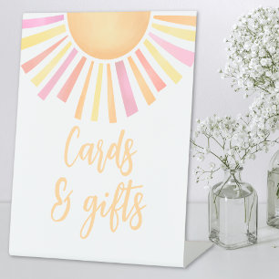 Roze Zonne Baby Borrel Kaarten En Cadeaus Reclamebord Met Voetstuk