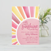 Roze Zonne Boho Baby Shower Uitnodiging (Staand voorkant)