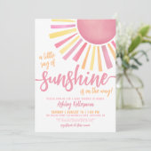 Roze Zonne Boho Baby Shower Uitnodiging (Staand voorkant)
