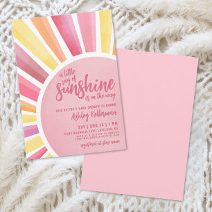 Roze Zonne Boho Baby Shower Uitnodiging