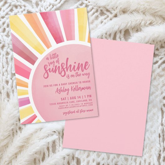 Roze Zonne Boho Baby Shower Uitnodiging