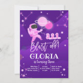 Roze zonne-energie Galaxy Birthday uitnodiging (Voorkant)