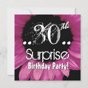 Roze zonnebloem 30th Surprise Birthday Sjabloon Kaart
