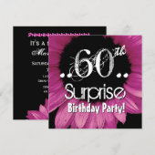Roze zonnebloem 60th Surprise Birthday Sjabloon Kaart (Voorkant / Achterkant)