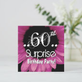 Roze zonnebloem 60th Surprise Birthday Sjabloon Kaart (Staand voorkant)