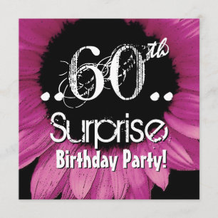 Roze zonnebloem 60th Surprise Birthday Sjabloon Kaart
