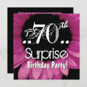 Roze zonnebloem 70e Surprise Birthday Sjabloon Kaart (Voorkant / Achterkant)