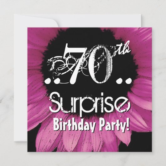 Roze zonnebloem 70e Surprise Birthday Sjabloon Kaart (Voorkant)