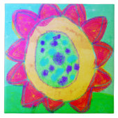 Roze Zonnebloem Abstract Digitaal Schilderen Tegeltje (Voorkant)