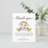 Roze zonnebloem Baby shower Hartelijk dank (Staand voorkant)