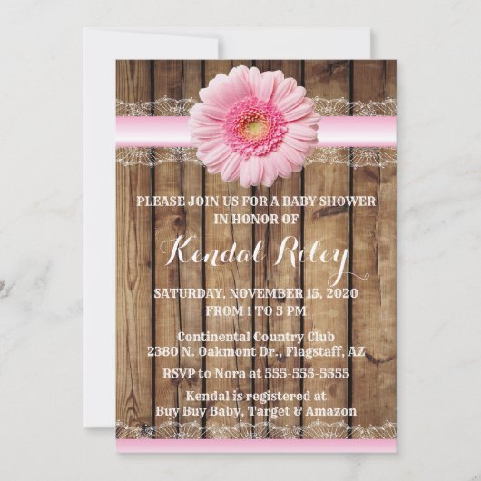 Roze Zonnebloem Baby shower Uitnodigen Kaart (Voorkant)