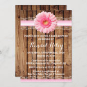 Roze Zonnebloem Baby shower Uitnodigen Kaart (Voorkant / Achterkant)