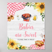 Roze Zonnebloem BBQ Baby shower Baby's zijn Zoet Poster (Voorkant)