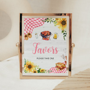 Roze Zonnebloem BBQ Baby shower Favors Poster