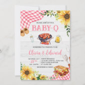 Roze Zonnebloem BBQ Baby shower Kaart (Voorkant)