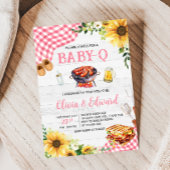 Roze Zonnebloem BBQ Baby shower Kaart