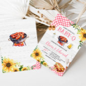 Roze Zonnebloem BBQ Baby shower Kaart