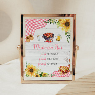 Roze Zonnebloem BBQ Baby shower Moeder Osa Bar Poster