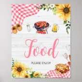 Roze Zonnebloem BBQ Baby shower Voedsel Poster (Voorkant)