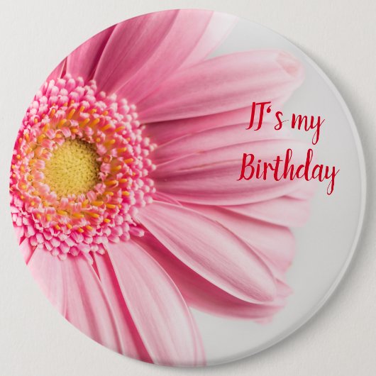 Roze zonnebloem Birthday Button (Voorkant)