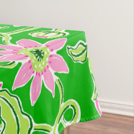 Roze zonnebloem / bloemrijke tuinfeest groen tafelkleed