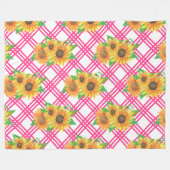 Roze zonnebloem fleece deken (Voorkant (Horizontaal))