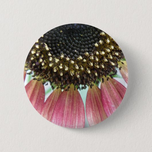 Roze Zonnebloem Knop Ronde Button 5,7 Cm (Voorkant)