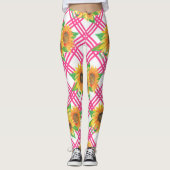 Roze zonnebloem leggings (Voorkant)
