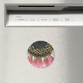 Roze zonnebloem Magnet (Insitu (Vaatwasser))