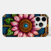Roze zonnebloem met edelsteen details Case-Mate iPhone case (Achterkant (horizontaal))
