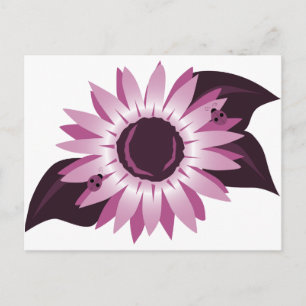 Roze zonnebloem met lieveheersbeestjes briefkaart
