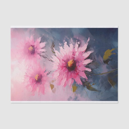 Roze Zonnebloemen 1 Decoupage papier (Voorkant)