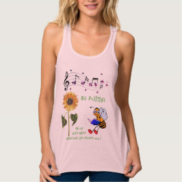 Roze zonnebloemen Bijen Positief Tanktop