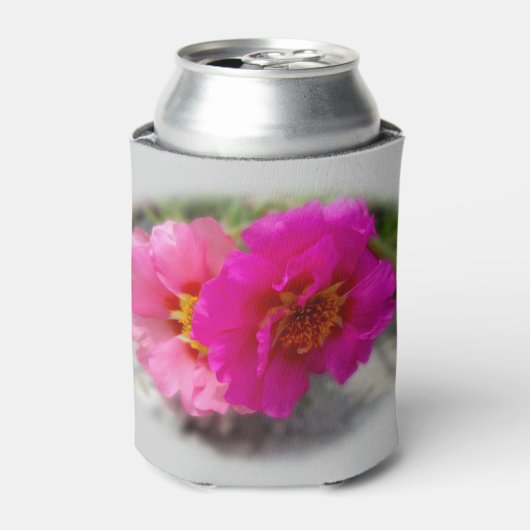 Roze zonnebloemen blikjeskoeler (Blikje Voorkant)