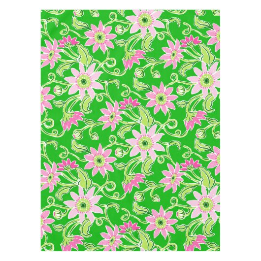 Roze zonnebloemen bloemig tafelkleed (Voorkant)