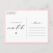 Roze Zonnebloemen in een Mason Jar Baby Brunch Uitnodiging Briefkaart (Achterkant)