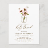Roze Zonnebloemen in een Mason Jar Baby Brunch Uitnodiging Briefkaart (Voorkant)