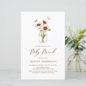 Roze Zonnebloemen in Mason Jar Baby Brunch Invite (Staand voorkant)