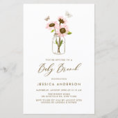 Roze Zonnebloemen in Mason Jar Baby Brunch Invite (Voorkant)