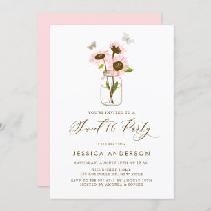 Roze Zonnebloemen in Mason Jar Rustiek Zoet Zestie Kaart