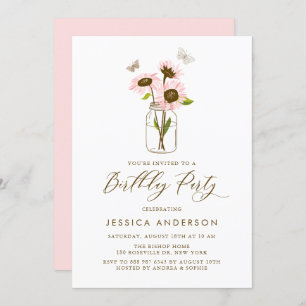 Roze Zonnebloemen in Mason Jar Verjaardagsfeest Kaart