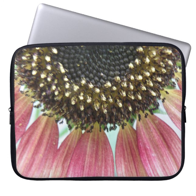 Roze zonnebloemtas voor laptop sleeve (Voorkant)
